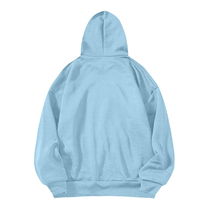 Women Hoodie Unisex Light Blue Hooded Sweatshirt Regular Sleeve Fleece Oversized Fit Casual Pocket Design Solid Color Autumn We - Product Image 3