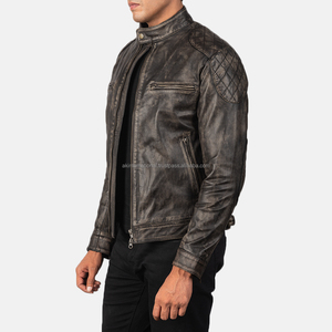 Đau Khổ Nâu Varsity Áo khoác tùy chỉnh thoáng khí da ấm áo gió với đứng cổ áo mô hình trang trí bán buôn - Product Image 2