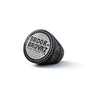 Custom Luxury Jewelry 925 Silver Moissanite Diamond Bling Iced Initial Name Letter Hip Hop Style Championship Fine <b>Rings</b> for Men - Product Image 1