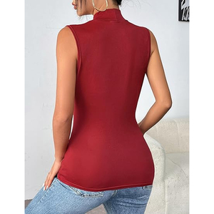Body sans manches à col montant pour femme, coupe ajustée, extensible, couleur unie, décontracté, basique, tendance - Product Image 4