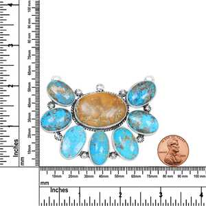 สร้อยคอจี้รูปดาวสไตล์วินเทจตะวันตกโบฮีเมียนแบบใหม่ล่าสุด ทำจากทองเหลือง ประดับด้วยหินเทอร์ควอยซ์อะริโซนาเคลือบเงิน - Product Image 3