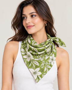 Pañuelo Cuadrado de Seda para Mujer, Estampado Floral Rojo, Pañuelo de Moda para la Cabeza, Chal para Damas - Product Image 5