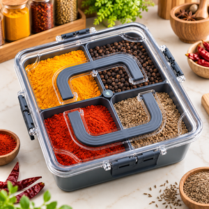 4 Compartment Airtight Food <b>Storage</b> <b>Container</b> with Lid and Spoon <b>kitchen</b> <b>containers</b> <b>kitchen</b> organizer organizers plastic boxes - Product Image 6
