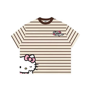 Camiseta Dobby 100% Algodón para Mujer, OEM/Venta al Por Mayor |   Papel de 250 g/m² de alta densidad |   Corte Regular |   Estilo Dulce |   Transpirable |   Estampado de Leopardo - Product Image 3