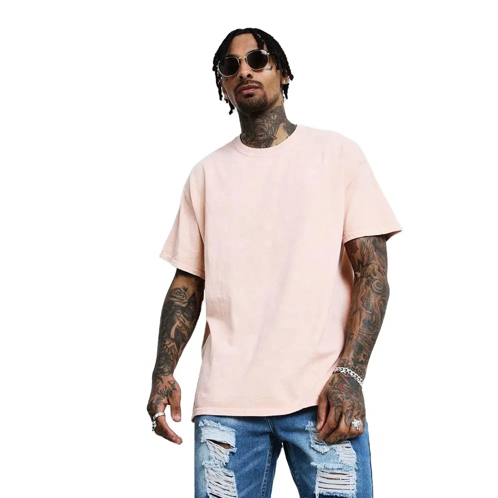 Groothandel Oversized Drop Shoulder Mannen Custom Crew Hals Heren T Shirt Losse Fit Groothandel Korte Mouw Ademend Heren T-Shirt