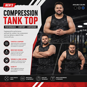 Customized Printed Plus Size Tank Top Gym Fitness Compression <b>Singlet</b> Top 100% Spandex Polyester Tank Tee Sports Sleeveless Tee - Product Image 4