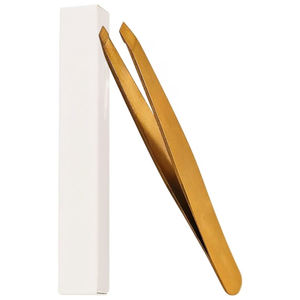 Pinzas Inclinadas Ligeras y Duraderas de Buena Calidad, Recién Llegadas, para Depilación Indolora de Vello Encarnado y Depilación de Cejas con Punta Dorada - Product Image 1