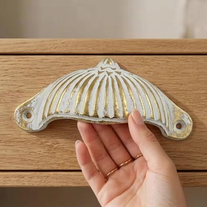 Ba Coastal Shell Shape Ceramic Cabinet Handle White <b>Gold</b> Finish Industrial Durable Furniture <b>Pull</b> for Living Room Home Office - Product Image 4