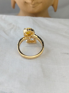 Heart Cut Yellow & White Diamond Toi Et Moi <b>Ring</b> in Yellow Gold <b>Split</b> Shank Bridal Wedding Engagement Anniversary Gift for Her - Product Image 2