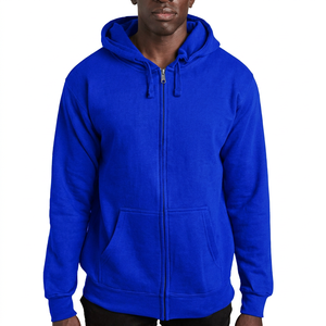 Men's Black <b>Zip</b>-Up Hoodie Regular Fit Solid Color Cotton Fleece Casual <b>Hooded</b> Sweatshirt Autumn Wear - Product Image 6