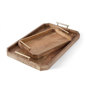 Handcrafted Mango Wood Serving <b>Tray</b> With Cutout Handles Large Rectangular Butler <b>Tray</b> <b>for</b> Breakfast in <b>Bed</b> Coffee <b>Table</b> Decor - Product Image 5