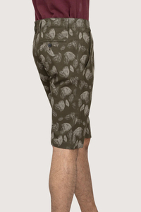 Shorts d'été pour hommes à succès – Bermuda imprimé motif feuilles vert olive, décontracté, taille mi-haute, avec boutons et poches - Product Image 6
