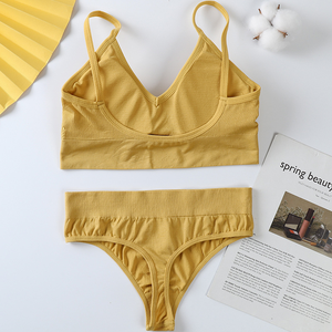 Best-selling Women's Adjustable Shoulder Strap Thickened <b>Bra</b> and Triangle Bikini Briefs Set - Product Image 4