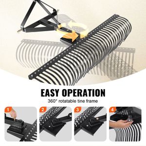 Desbrozadora de 72 Pulgadas para Remolcar con 36 Dientes de Acero, Accesorios de Rastrillo Desbrozador de 3 Puntos para Tractor, Piezas y Accesorios para Cortacésped - Product Image 4