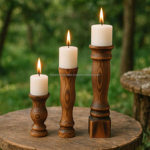 Porte-bougie en bois design exclusif avec finition antique parfait pour la décoration intérieure, la méditation et les cadeaux. - Product Image 4