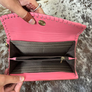 Women's Vintage New Design Trendy Clutch with Hand <b>Tooled</b> Floral <b>Tooling</b> & 777 Slot Machine Cow <b>Leather</b> Clutch Wristlet Purses - Product Image 6