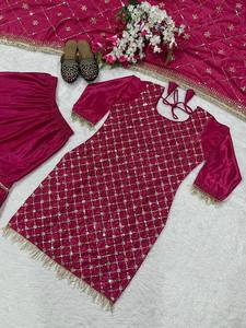 Elegante Conjunto Salwar de Diseño Estilo Bollywood para Mujer con Dupatta Bordada, Traje Étnico Estilizado, Piel Sintética de Secado Rápido para Diwali y Eid 2026 - Product Image 6