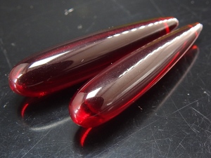 Perles en verre de quartz rouge grenat rhodolite en forme de goutte, 35 mm, lisses et allongées, paire assortie, fournitures pour la fabrication de bijoux DIY (boucles d'oreilles) - Product Image 3