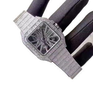 Personalizable Iced Hip Hop Pareja Reloj Baguette Diamante Reloj Acero Inoxidable 41mm Esfera Compromiso Boda Aniversario Regalo - Product Image 1