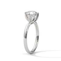 Bague de fiançailles torsadée avec diamant de laboratoire rond en or blanc 14 carats – Bague solitaire princesse moderne à 4 griffes pour fêtes et mariages