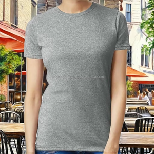 Camiseta de Cuello Redondo para Mujer de Primera Calidad, Algodón Peinado Suave, Top Informal de Moda, Fabricante OEM ODM - Product Image 3