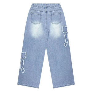 Vaqueros de mezclilla estilo streetwear para hombre, lavados, de talle alto, holgados, de pierna ancha y recta - Product Image 5