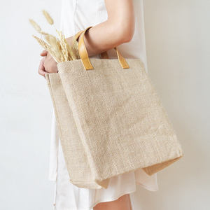 Stylish Jute Tote Bag Two Open Handle Design Foldable Lightweight Reusable Carry Bag for Grocery Shopping Office Essentials - Product Image 3