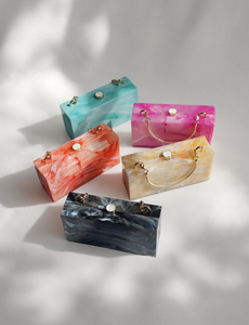 Elegante Bolso de Mano Redondo de Resina Ecológica, Adornado con Cristales y Piedras, Modelo Clásico para Mujeres y Niñas de MULTI CRAFT - Product Image 4