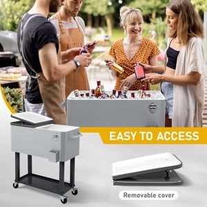 Refrigeratore a spruzzo in ferro da 80QT con ripiano per conservare e raffreddare bevande e alimenti - Product Image 5