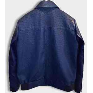 Chaqueta de Cuero y Lona para Hombre al por Mayor, Estilo Bomber con Textura de Lujo en Relieve, Transpirable, de Piel de Vacuno Genuina, Azul, para Invierno - Product Image 6