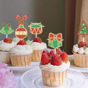 Décorations de fête de Noël, adorable arbre et boîte cadeau, fournitures pour desserts, kit de décorations pour cupcakes sur le thème des fêtes - Product Image 4