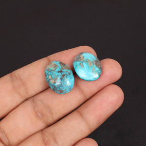Aamna Gems Natural Irani Turquoise Third Party Certified Polished Brilliant Cut 20-45mm 23.80 Cts 1 Pair Loose Gemstone America - Product Image 4