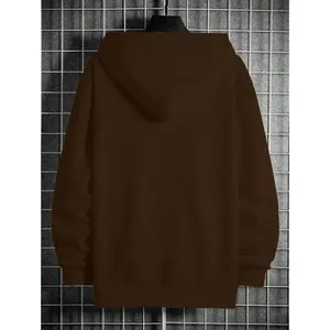 Sweat-shirt marron oversize à demi-zip, col montant, en molleton de coton, coupe ample à épaules tombantes, manches longues, style streetwear décontracté - Product Image 2