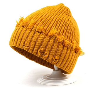 Casual beanie jacquard distressed knitted soft stretch fabric <b>winter</b> <b>cap</b> textured pattern unisex style comfortable daily wear - Product Image 5