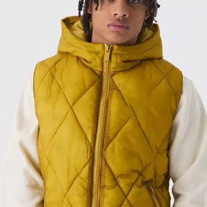 Blouson matelassé léger personnalisé pour homme, sans manches, avec cagoule intégrée, col montant, coupe-vent, personnalisable, best-seller hiver - Product Image 2