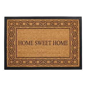 Tapis de porte en fibre de coco de qualité supérieure, bordure en caoutchouc décorative, robuste, antidérapant, pour l'extérieur et l'intérieur - Product Image 1