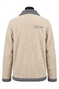 Wholesale <b>Men</b> Full Zip <b>Sherpa</b> <b>Fleece</b> <b>Jacket</b> Beige Warm Winter Outerwear Contrast Collar Cuffs Heavyweight Casual <b>Jacket</b> Apparel - Product Image 5