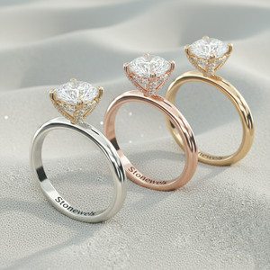 Bague de fiançailles solitaire ronde Stonewels en or massif 14 carats |   Diamant cultivé en laboratoire |   Sertissage à griffes |   pour un luxe certifié - Product Image 3