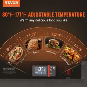 Scaldavivande professionale a 5 livelli in acciaio inox, con porta singola, ripiani regolabili e vassoio per l'acqua, per mantenere caldi fino a 5 porzioni - Product Image 2