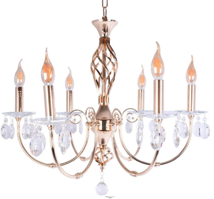 Grand lustre de plafond en laiton antique, orné de gouttes de cristal suspendues complexes, disponible à prix de gros. - Product Image 5
