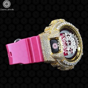 Montre de luxe pour homme Charm, mouvement mécanique analogique, boîtier de 40 mm en acier inoxydable, bracelet en silicone rose, lunette sertie de diamants, automatique - Product Image 2