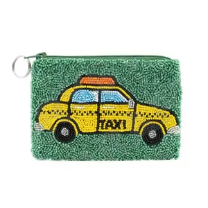 Car <b>Green</b> Design Customized Seed Beaded Zipper Closure Coin Pouch with Fashionable Accessory Features - Product Image 1