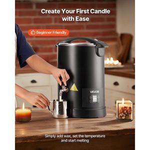 Fondeur de cire à chauffage rapide de 10,6 Qts pour la fabrication de bougies, avec bec verseur facile, affichage numérique de la température et base sablier, machines à fabriquer des bougies - Product Image 2