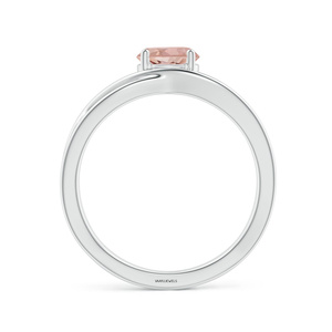 Bague solitaire ronde en pierre précieuse rose poudré pour femme avec bande croisée ajourée artistique en or 10K 14K 18K et argent 925 935 - Product Image 3