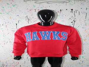 HAWKS RED <b>Mock</b> <b>Neck</b> Sweatshirt 100% Navy Blue Applique Embroidery wide <b>neck</b> Sweatshirt Finer Threads - Product Image 2