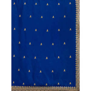 Dazzling Blue Embroidered Silk Festive Saree <b>Set</b> with Blouse - Product Image 1