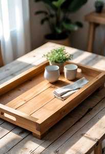 Top Standard Wooden Serving Tray Indian Handicraft Wholesale Item Natural Acacia Mango Shisham <b>Pine</b> Wood High Quality Modern - Product Image 1
