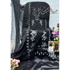 Nouvelle création de designer, qualité supérieure, tenue de mariage et de fête, ensemble Kurti Plazzo en chiffon lourd brodé pour femmes - Product Image 1