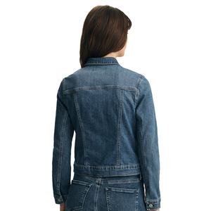Chaqueta de Mezclilla Azul de Manga Larga para Mujer, Estilo Casual, Primavera-Otoño, Fabricación Personalizada de Alta Calidad - Product Image 5