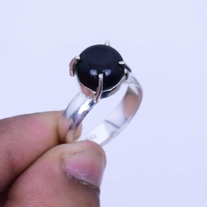 Natural <b>Black</b> Onyx Gemstone <b>Ring</b> Bohemian 925 Sterling Silver Handmade Jewelry Statement Gift <b>For</b> Women <b>Men</b> - Product Image 3